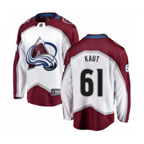 Men's Colorado Avalanche 61 Martin Kaut Authentic White Away Fanatics Branded Breakaway NHL Jersey