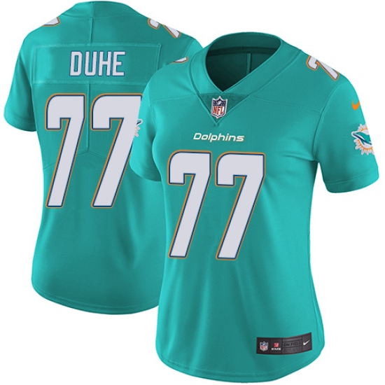 Women's Nike Miami Dolphins 77 Adam Joseph Duhe Aqua Green Team Color Vapor Untouchable Limited Player NFL Jersey