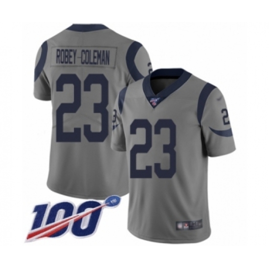 Youth Los Angeles Rams 23 Nickell Robey-Coleman Limited Gray Inverted Legend 100th Season Football Jersey