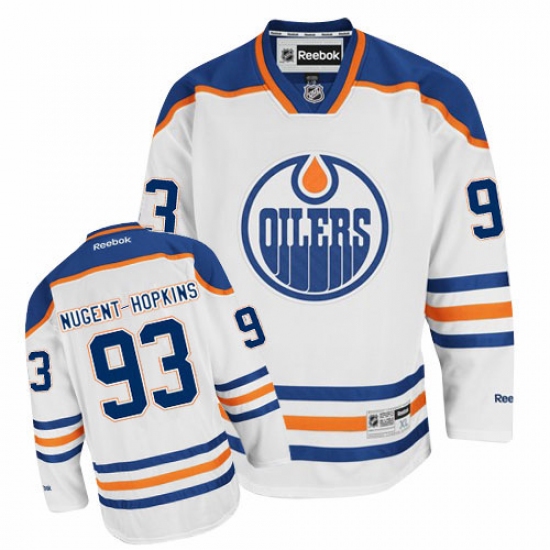 Men's Reebok Edmonton Oilers 93 Ryan Nugent-Hopkins Authentic White Away NHL Jersey