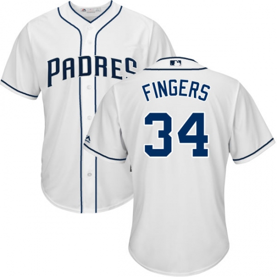 Youth Majestic San Diego Padres 34 Rollie Fingers Replica White Home Cool Base MLB Jersey