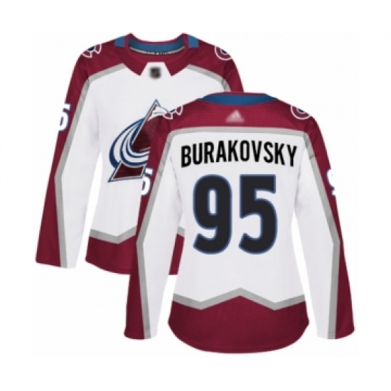 Women's Colorado Avalanche 95 Andre Burakovsky Authentic White Away Hockey Jersey