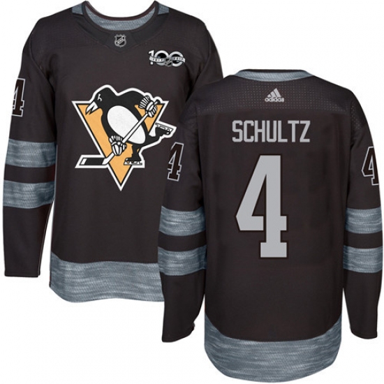 Men's Adidas Pittsburgh Penguins 4 Justin Schultz Authentic Black 1917-2017 100th Anniversary NHL Jersey