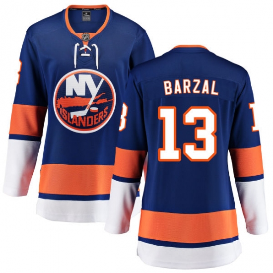 Women's New York Islanders 13 Mathew Barzal Fanatics Branded Royal Blue Home Breakaway NHL Jersey