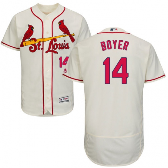 Men's Majestic St. Louis Cardinals 14 Ken Boyer Cream Alternate Flex Base Authentic Collection MLB Jersey