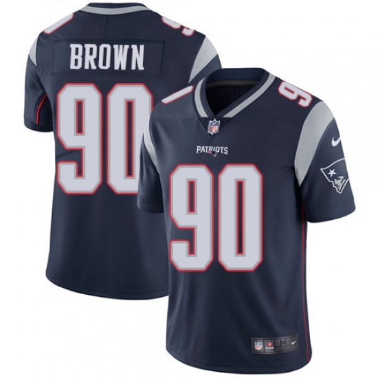 Youth Nike New England Patriots 90 Malcom Brown Navy Blue Team Color Vapor Untouchable Limited Player NFL Jersey