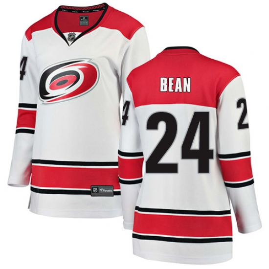 Women's Carolina Hurricanes 24 Jake Bean Authentic White Away Fanatics Branded Breakaway NHL Jersey