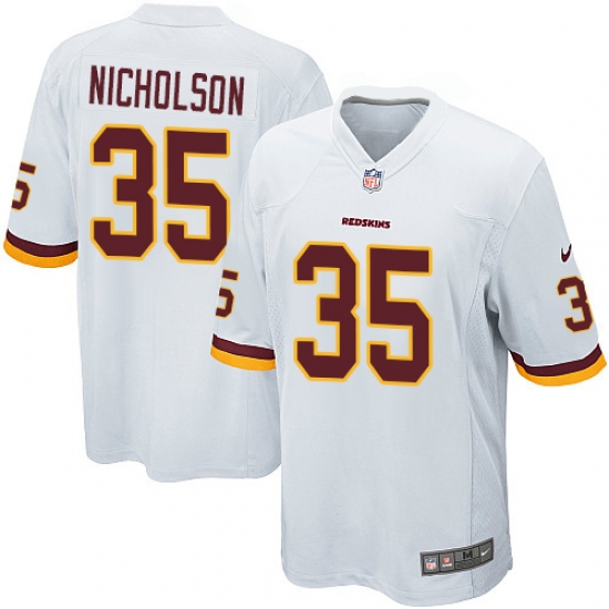 Men's Nike Washington Redskins 35 Montae Nicholson Game White NFL Jersey