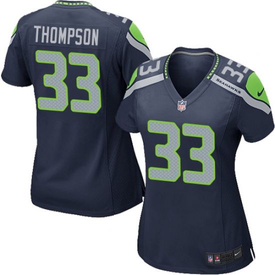 Women's Nike Seattle Seahawks 33 Tedric Thompson Game Steel Blue Team Color NFL Jersey