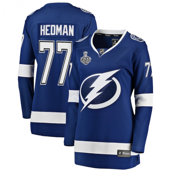 Women's Tampa Bay Lightning 77 Victor Hedman Fanatics Branded Blue 2020 Stanley Cup Final Bound Home Player Breakaway Jersey