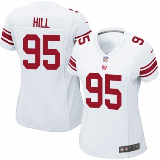 Women's Nike New York Giants 95 B.J. Hill Game White NFL Jersey