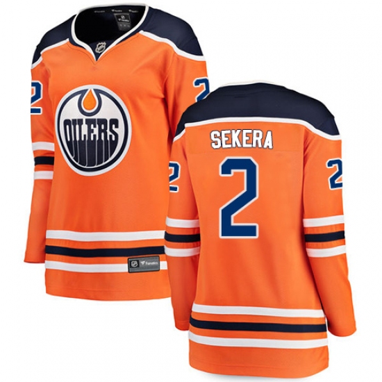 Women's Edmonton Oilers 2 Andrej Sekera Fanatics Branded Orange Home Breakaway NHL Jersey