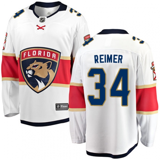 Youth Florida Panthers 34 James Reimer Fanatics Branded White Away Breakaway NHL Jersey