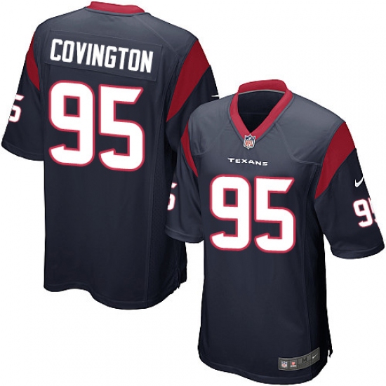 Men's Nike Houston Texans 95 Christian Covington Game Navy Blue Team Color NFL Jersey