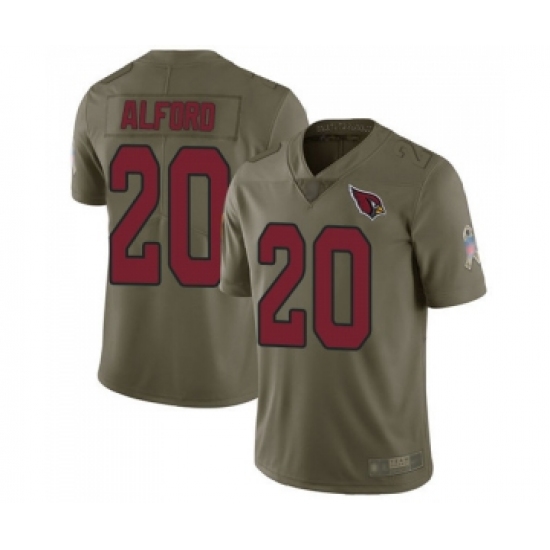 Men's Arizona Cardinals 20 Robert Alford Limited Olive 2017 Salute to Service Football Jersey