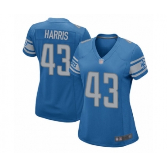 Women's Detroit Lions 43 Will Harris Game Blue Team Color Football Jersey