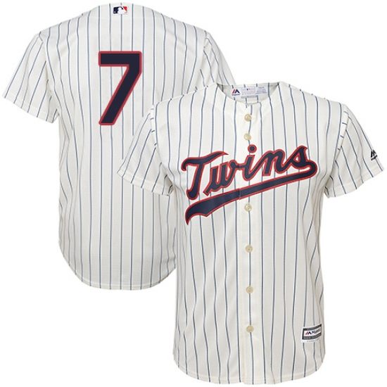 Youth Majestic Minnesota Twins 7 Joe Mauer Replica Cream Alternate Cool Base MLB Jersey