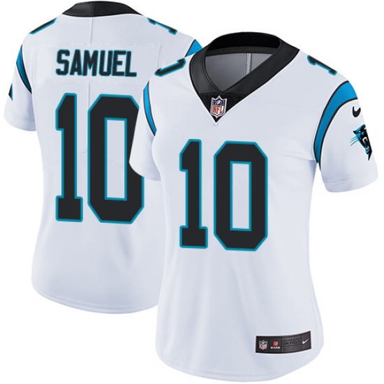 Women's Nike Carolina Panthers 10 Curtis Samuel White Vapor Untouchable Limited Player NFL Jersey