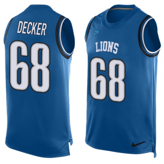 Men's Nike Detroit Lions 68 Taylor Decker Limited Light Blue Player Name & Number Tank Top NFL Jersey