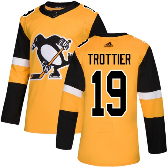 Men's Adidas Pittsburgh Penguins 19 Bryan Trottier Premier Gold Alternate NHL Jersey