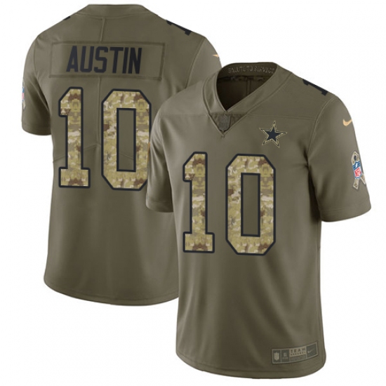 Youth Nike Dallas Cowboys 10 Tavon Austin Limited Olive Camo 2017 Salute to Service NFL Jersey