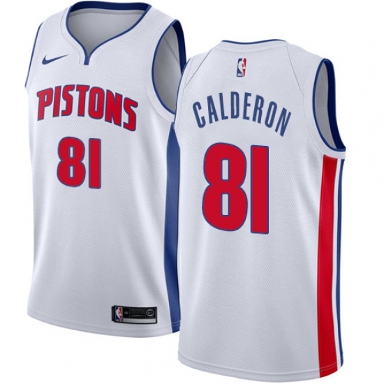 Youth Nike Detroit Pistons 81 Jose Calderon Swingman White NBA Jersey - Association Edition