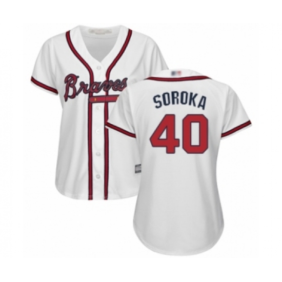 Women's Atlanta Braves 40 Mike Soroka Authentic White Home Cool Base Baseball Jersey