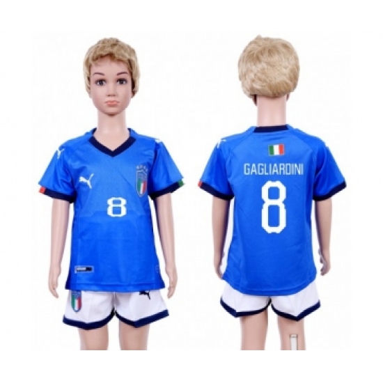 Italy 8 Gagliardini Home Kid Soccer Country Jersey