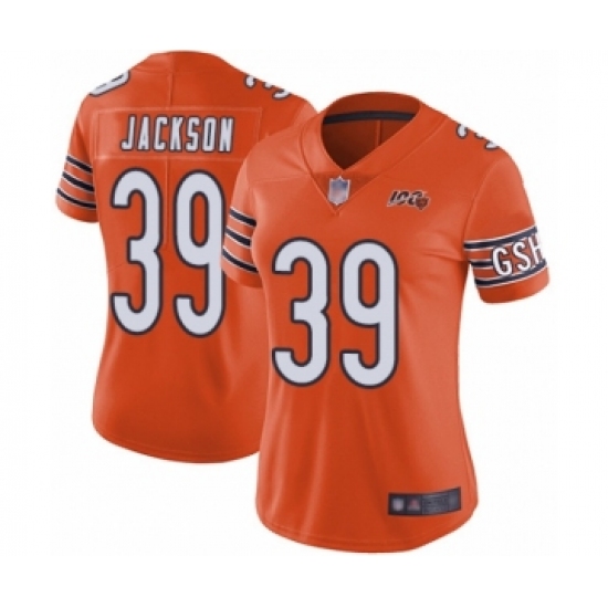 Women's Chicago Bears 39 Eddie Jackson Orange Alternate 100th Season Limited Football Jersey