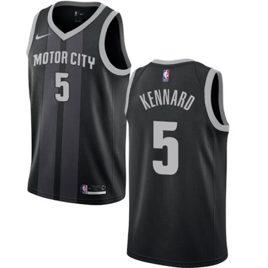 Men's Nike Detroit Pistons 5 Luke Kennard Swingman Black NBA Jersey - City Edition