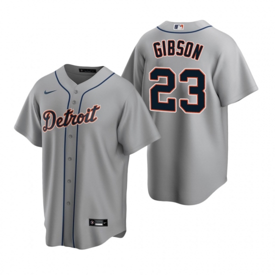 Men's Nike Detroit Tigers 23 Kirk Gibson Gray Road Stitched Baseball Jersey