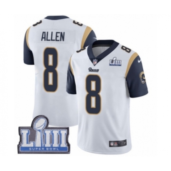 Men's Nike Los Angeles Rams 8 Brandon Allen White Vapor Untouchable Limited Player Super Bowl LIII Bound NFL Jersey