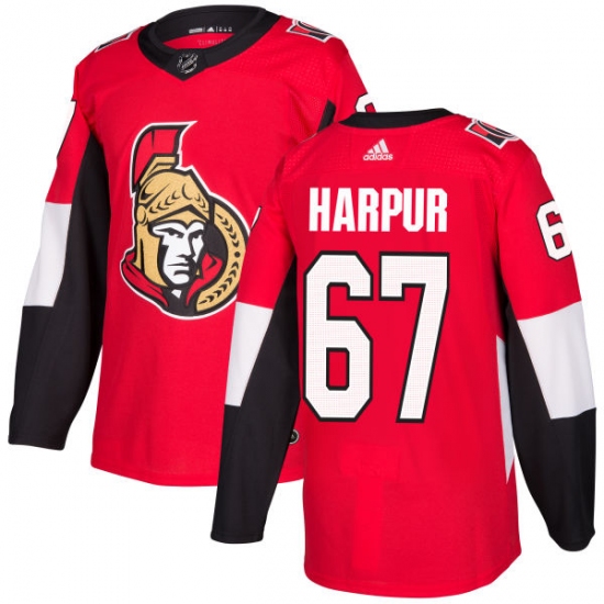 Men's Adidas Ottawa Senators 67 Ben Harpur Authentic Red Home NHL Jersey