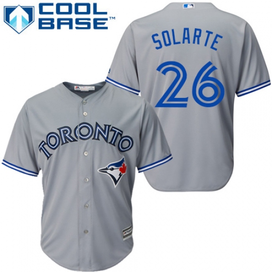 Youth Majestic Toronto Blue Jays 26 Yangervis Solarte Authentic Grey Road MLB Jersey