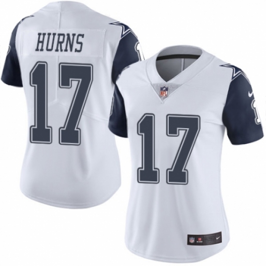 Women's Nike Dallas Cowboys 17 Allen Hurns Limited White Rush Vapor Untouchable NFL Jersey