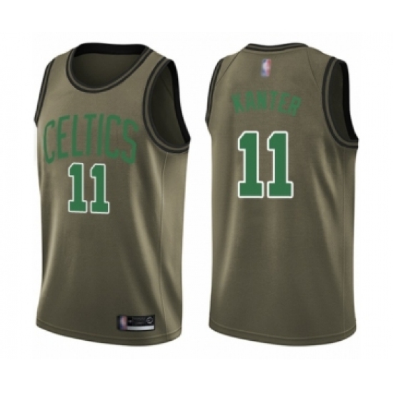 Youth Boston Celtics 11 Enes Kanter Swingman Green Salute to Service Basketball Jersey