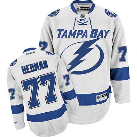 Men's Reebok Tampa Bay Lightning 77 Victor Hedman Authentic White Away NHL Jersey