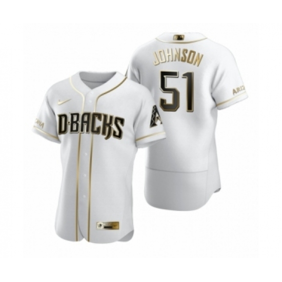 Men's Arizona Diamondbacks 51 Randy Johnson Nike White Authentic Golden Edition Jersey