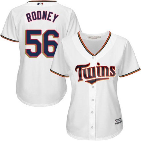 Women's Majestic Minnesota Twins 56 Fernando Rodney Authentic White Home Cool Base MLB Jersey