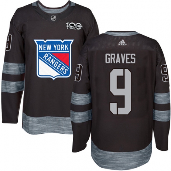 Men's Adidas New York Rangers 9 Adam Graves Premier Black 1917-2017 100th Anniversary NHL Jersey