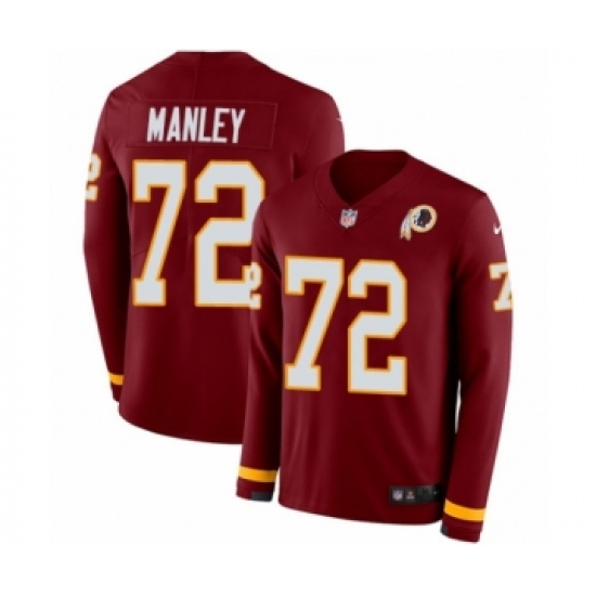 Men's Nike Washington Redskins 72 Dexter Manley Limited Burgundy Therma Long Sleeve NFL Jersey