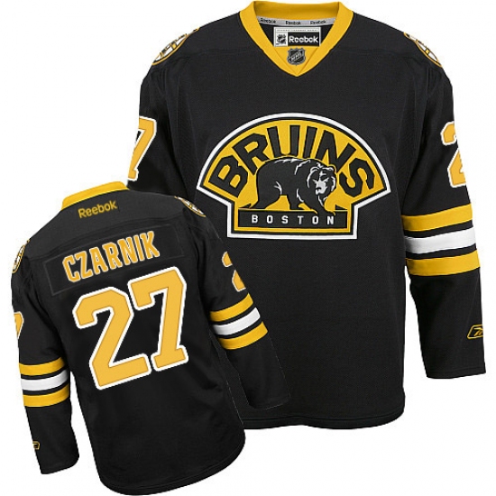 Men's Reebok Boston Bruins 27 Austin Czarnik Authentic Black Third NHL Jersey