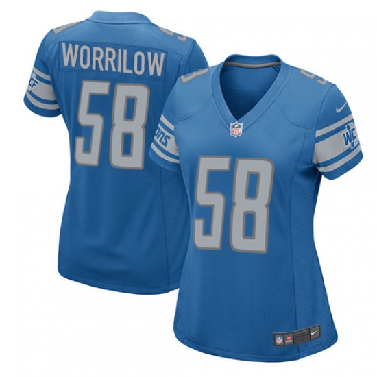 Women's Nike Detroit Lions 58 Paul Worrilow Game Blue Team Color NFL Jersey