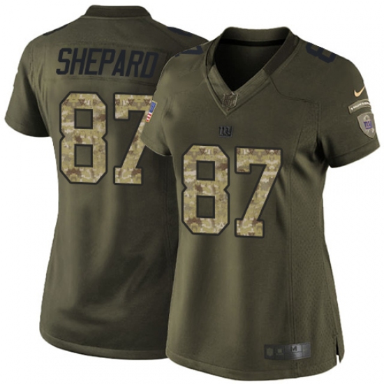 Women's Nike New York Giants 87 Sterling Shepard Elite Green Salute to Service NFL Jersey