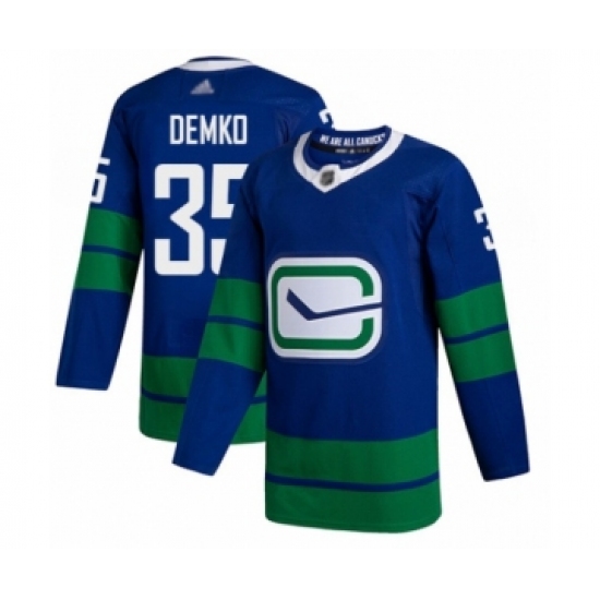 Men's Vancouver Canucks 35 Thatcher Demko Authentic Royal Blue Alternate Hockey Jersey