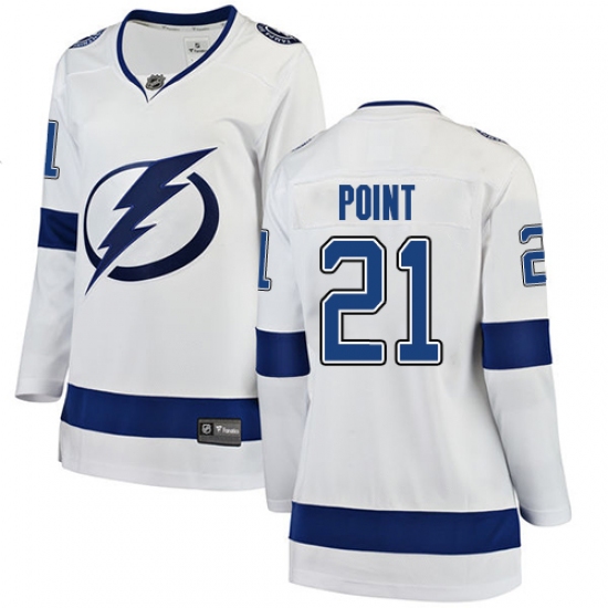 Women's Tampa Bay Lightning 21 Brayden Point Fanatics Branded White Away Breakaway NHL Jersey