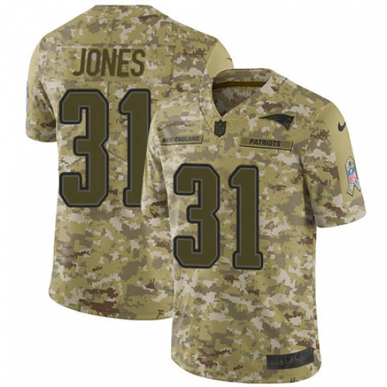 Youth Nike New England Patriots 31 Jonathan Jones Limited Camo 2018 Salute to Service NFL Jersey