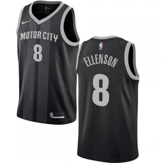 Men's Nike Detroit Pistons 8 Henry Ellenson Swingman Black NBA Jersey - City Edition