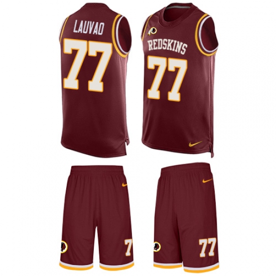 Men's Nike Washington Redskins 77 Shawn Lauvao Limited Burgundy Red Tank Top Suit NFL Jersey