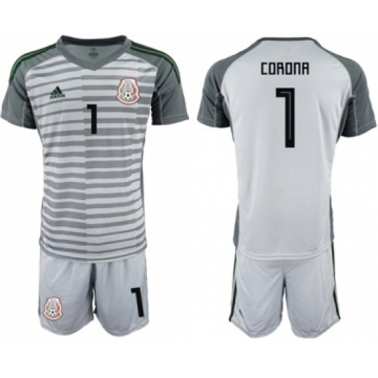 Mexico 1 Corona Grey Goalkeeper Soccer Country Jersey
